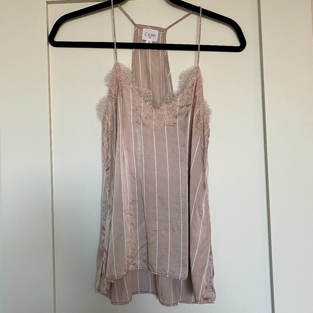 CAMI NYC Racer Back Tank Blush Pinstriped Size XS
